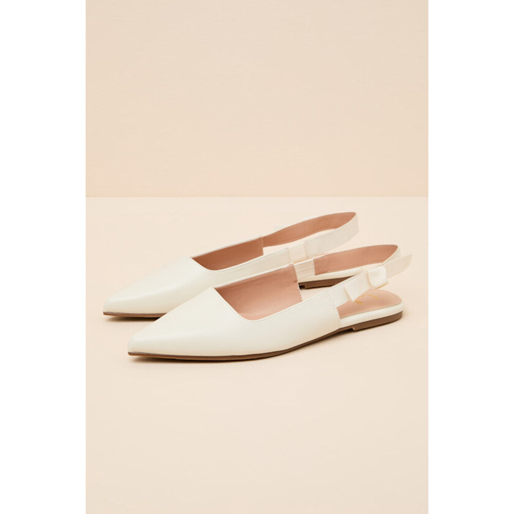 Lulus Brianna Ivory Pointed-toe Slingback Flats White - Size 5.5